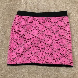 NWOT Neon Pink Floral Crochet Skirt